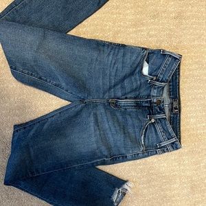 High rise ankle flare jeans